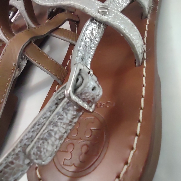 Tory Burch Reggie Metallic Silver Women's Sandals Size 9 - Picture 5 of 7